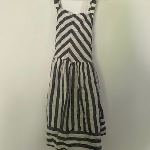 Little Girls White and Navy Striped dress